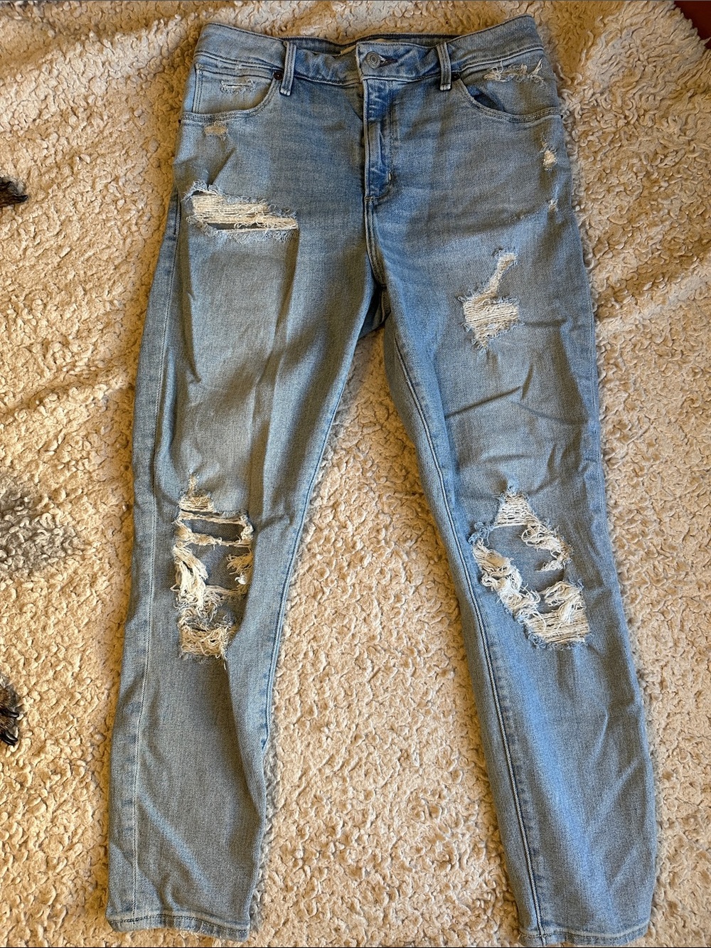 Abercrombie & Fitch Light Blue Ripped Skinny Jeans